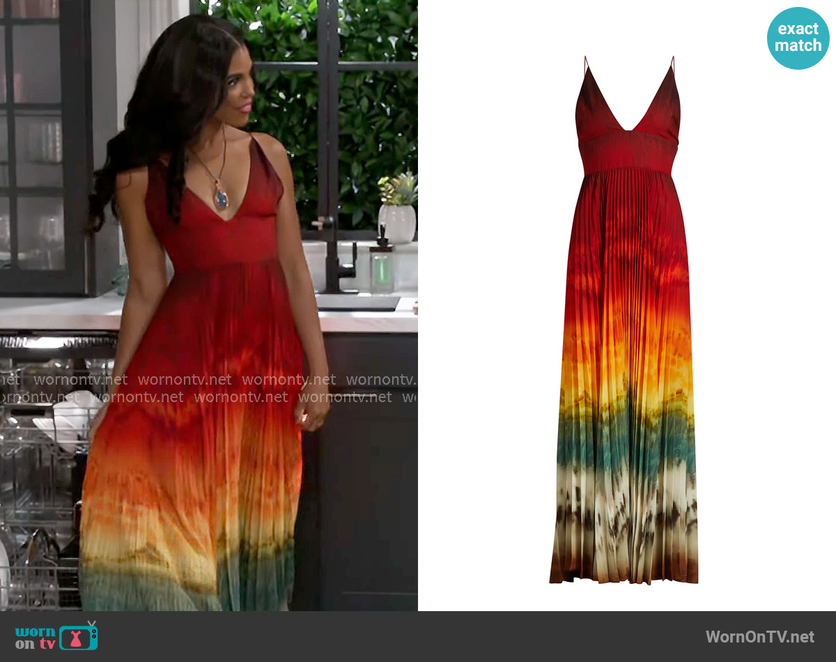 Alice + Olivia Lauren Dress in Crystal Tie Dye worn by Dani Dupree (Karla Mosley) on Beyond the Gates