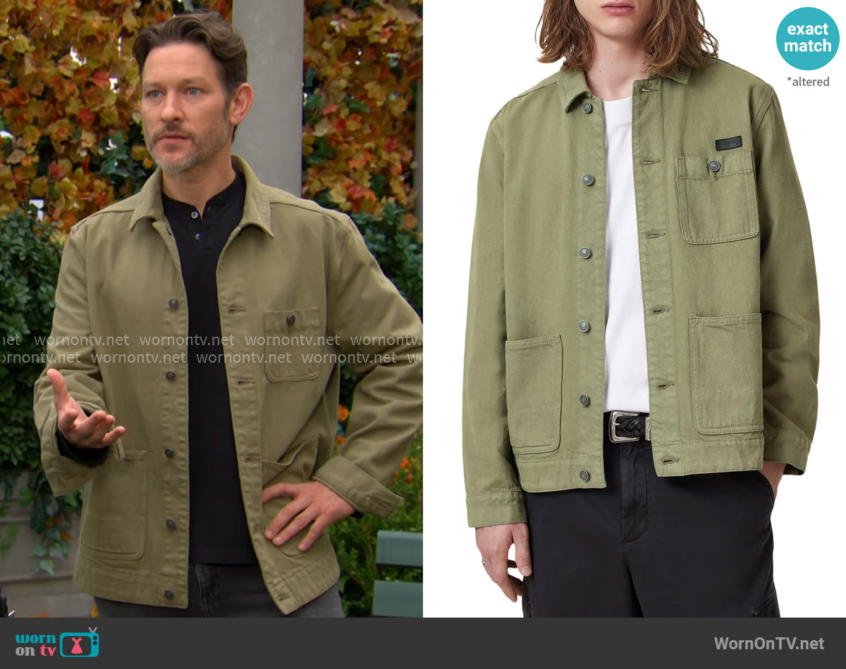 All Saints Eavis Twill Chore Jacket worn by Daniel Romalotti (Michael Graziadei) on The Young and the Restless