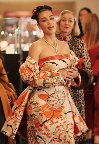 Allura’s quilted floral dress and kimono on Alls Fair