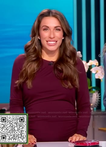 Alyssa’s burgundy ruched dress on The View