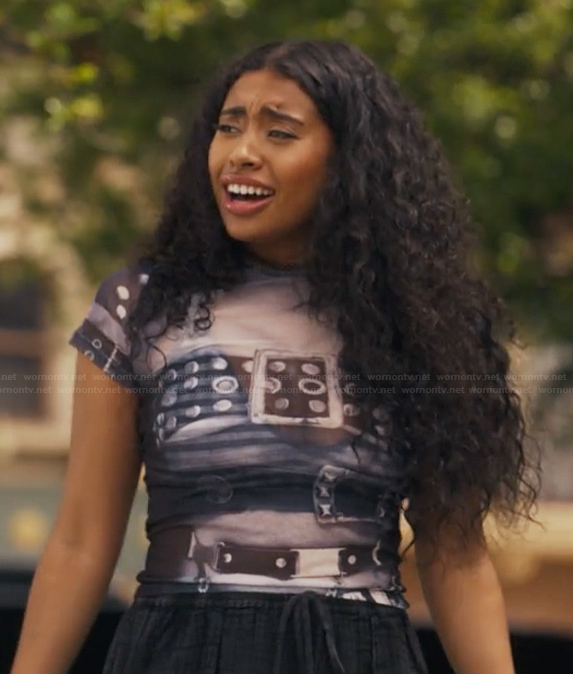 Amira’s black mesh top on Bel-Air