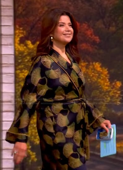 Ana’s black printed wrap jacket on The View