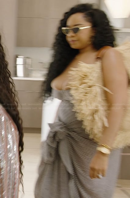 Angel’s gingham check swimsuit on The Real Housewives of Potomac