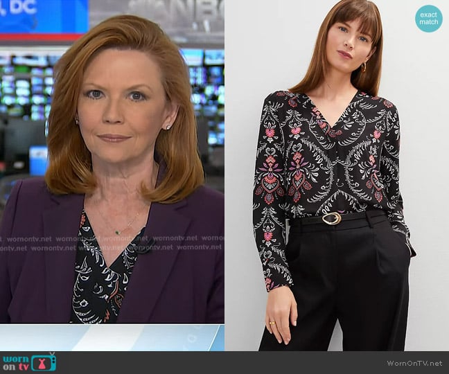 Ann Taylor Floral Mixed Media Top worn by Kelly O’Donnell on Today