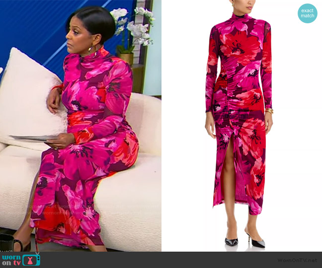 Aqua Long Sleeve Mesh Maxi Dress worn by Tamron Hall on Tamron Hall Show
