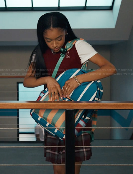 Ashley’s striped backpack on Bel-Air