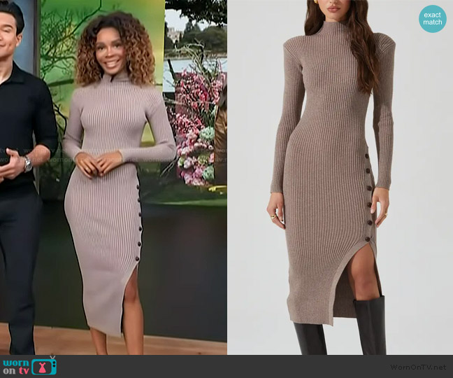ASTR the Label Soryn Long Sleeve Sweater Dress worn by Zuri Hall on Access Hollywood