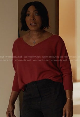 Athena’s red v-neck sweater on 9-1-1