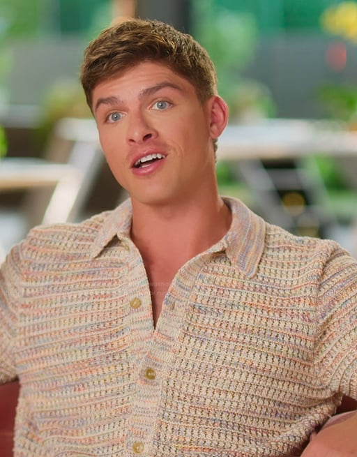 Austin’s multicolored marled shirt on Selling the OC
