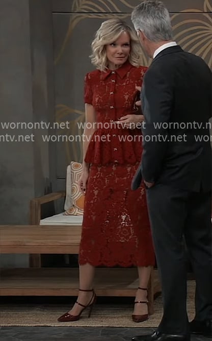 Ava’s red lace peplum dress on General Hospital