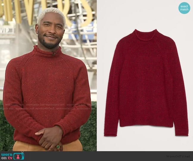 Banana Republic Donegal Roll-Neck Sweater worn by Scott Evans on Access Hollywood
