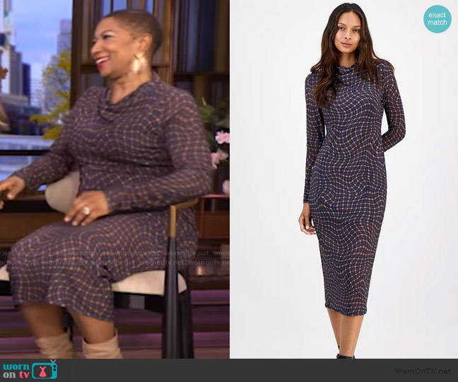 Bar III Mock Neck Printed Mesh Midi Dress worn by Deja Vu on Live with Kelly and Mark