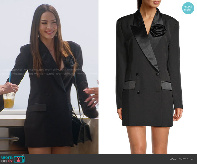 Bardot Joelle Satin-Trim Tuxedo Minidress worn by Sandra Vergara on Selling Sunset
