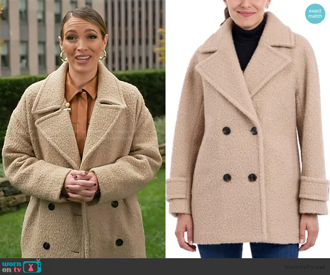BCBGeneration Double-Breasted Coat worn by Emily Orozco on Access Hollywood