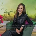 Michelle Yeoh’s black denim jacket and leather skirt on Today