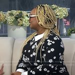 Oyinkan Braithwaite’s black floral collared dress on Today