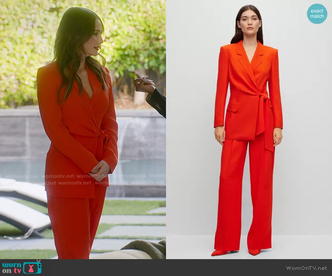 Boss Long-Length Jacket with Belted Waist worn by Sandra Vergara on Selling Sunset