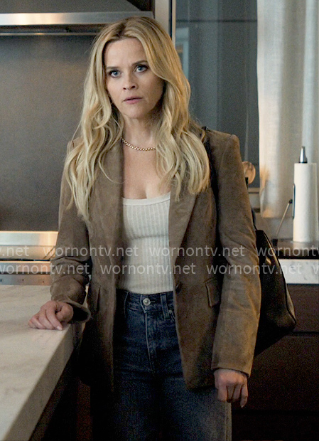 Bradley’s suede blazer on The Morning Show