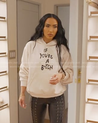 Bre’s white print hoodie on Selling Sunset