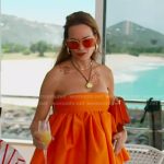Britani’s orange tiered strapless dress on The Real Housewives of Salt Lake City