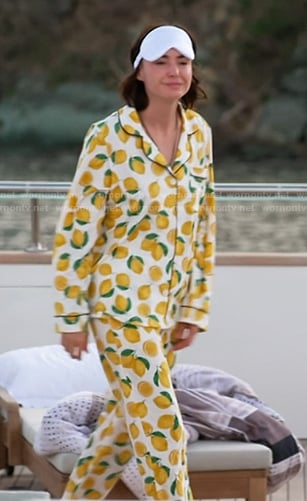 Bronwyn’s lemon print pajamas on The Real Housewives of Salt Lake City