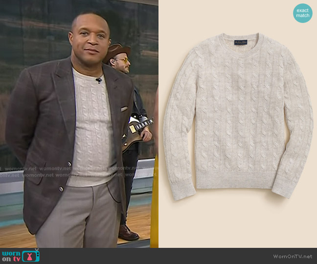 Brooks Brothers Linen Cable Knit Sweater worn by Craig Melvin on Today