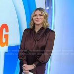 Jenna’s brown tie neck blouse and lace hem skirt on Today