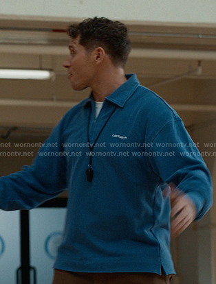 Buck’s blue quarter zip sweatshirt on 9-1-1
