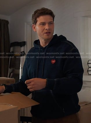 Buck’s navy heart patch hoodie on 9-1-1
