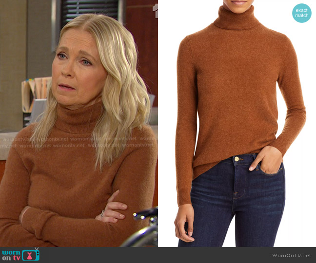 C by Bloomingdales Cashmere Turtleneck Sweater in Nutmeg worn by Jennifer Horton (Melissa Reeves) on Days of our Lives