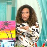 Gabrielle Kerr’s white printed dress on CBS Mornings