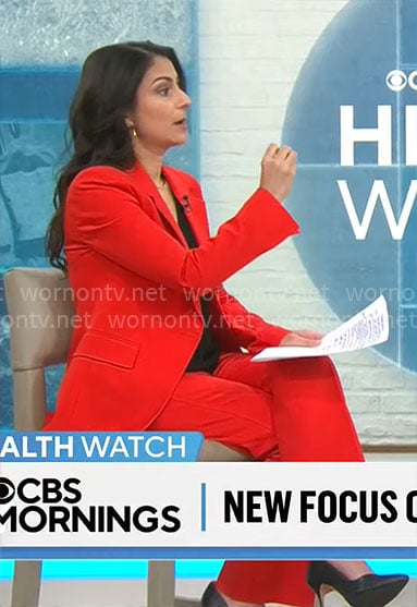 Celine Gounder’s red suit on CBS Mornings