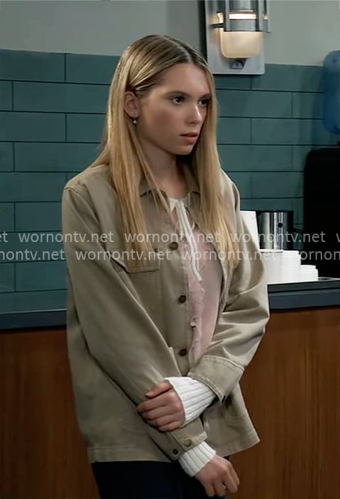Charlotte’s khaki chore jacket on General Hospital