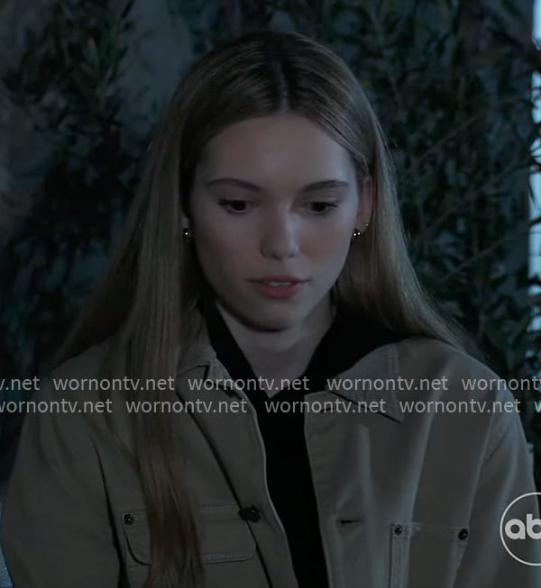 Charlotte’s khaki chore jacket on General Hospital