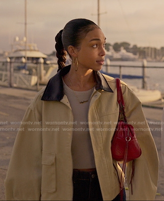 Chelsea’s beige jacket on Reasonable Doubt