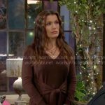 Chelsea’s brown tie-waist sweater dress on The Young and the Restless
