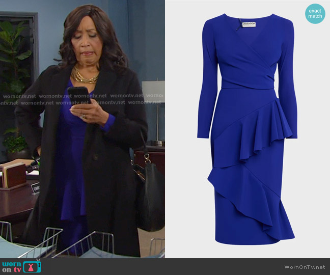 Chiara Boni La Petite Robe Bodycon Ruffle Midi Dress worn by Paulina Price (Jackée Harry) on Days of our Lives