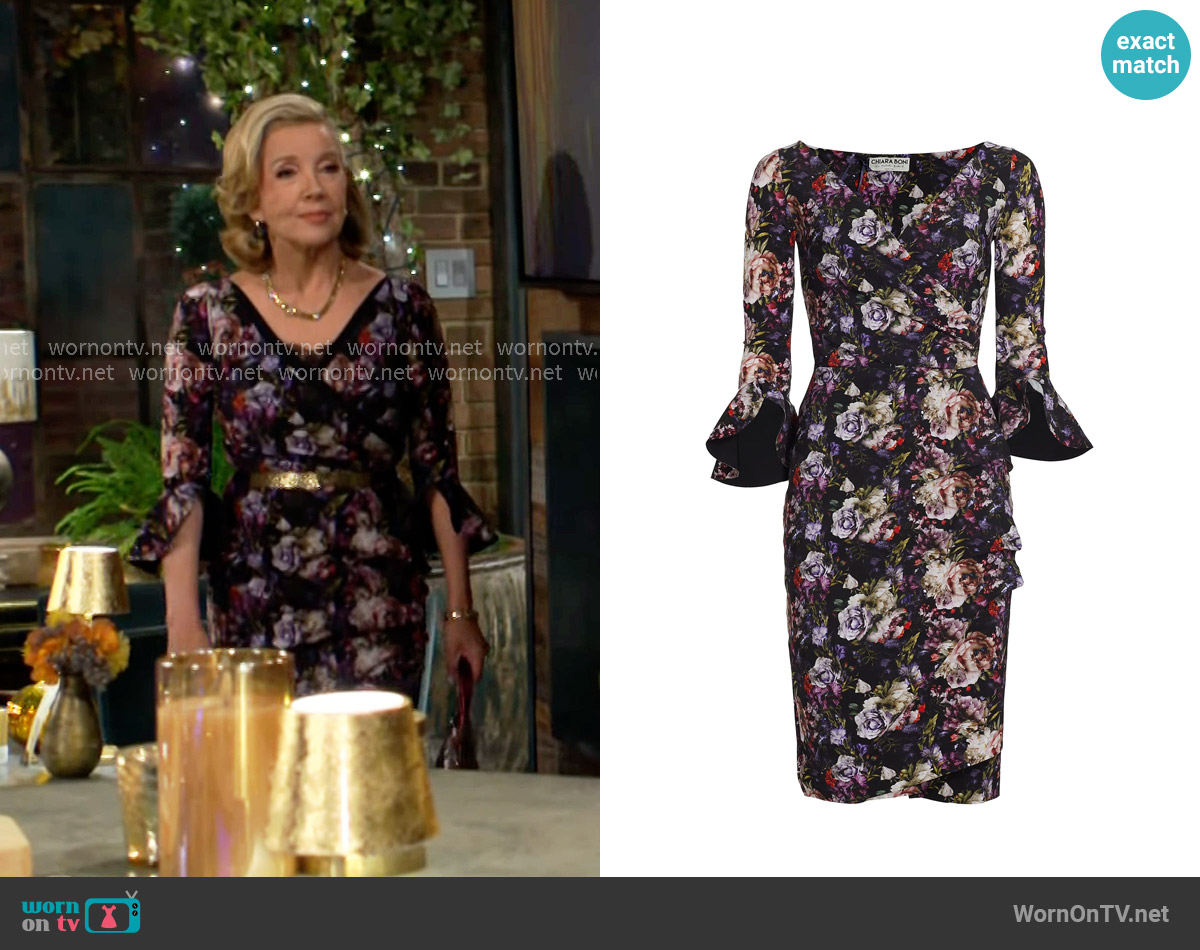Chiara Boni La Petite Robe Triana Dress in Renaissance Blue worn by Nikki Reed Newman (Melody Thomas-Scott) on The Young and the Restless