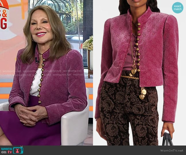Chloe Floral Velvet Crop Jacket worn by Marlo Thomas on Today