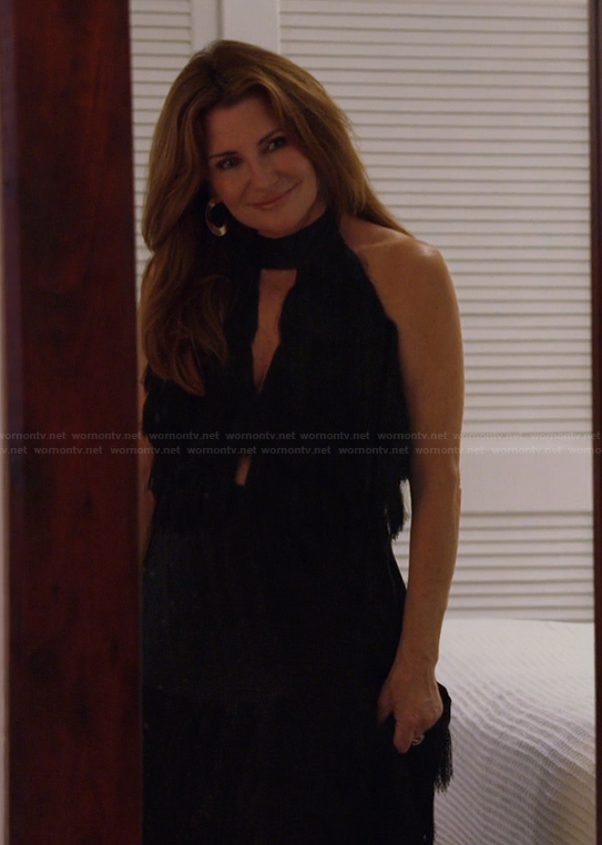 Cindy’s black ruffle halter gown on The Golden Bachelor