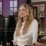 Claire’s white sweater and scarf jeans on The Young and the Restless