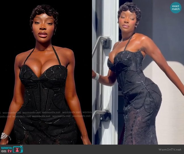 Couture by Tabik custom dress made worn by Chelsea Lazkani on Selling Sunset