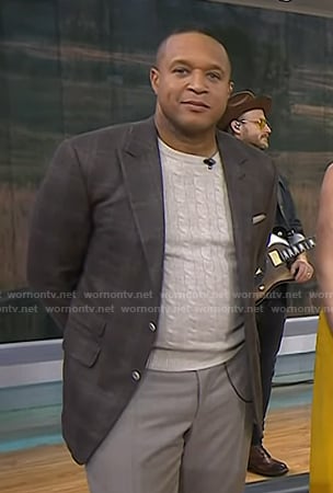 Craig Melvin’s grey cable knit sweater on Today