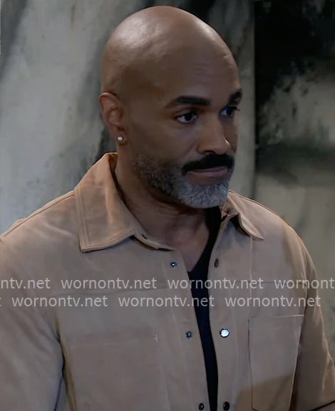 Curtis’s beige suede shirt jacket on General Hospital