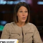 Dana Jacobson’s beige suede jacket on CBS Mornings