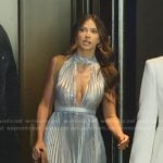 Demi’s metallic pleated gown on The Secret Lives of Mormon Wives