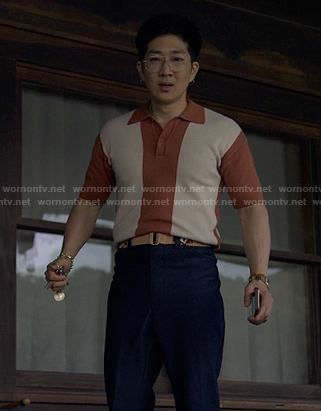 Daniel’s orange colorblock polo on Reasonable Doubt