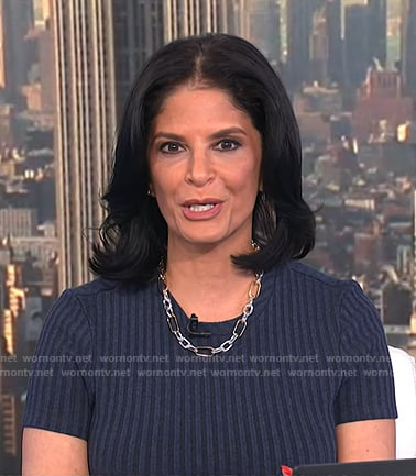 Darlene’s navy ribbed knot dress on Today