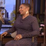 Deja Vu’s printed mesh dress on Live with Kelly and Mark