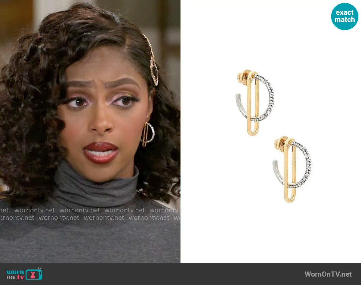 Demarson Mini Astra Hoops worn by Kat Richardson (Colby Muhammad) on Beyond the Gates